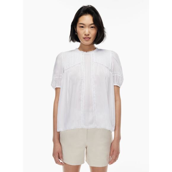 Wilfred Wallflower Blouse Crew Neck Lace Trim White - S - Picture 2 of 7